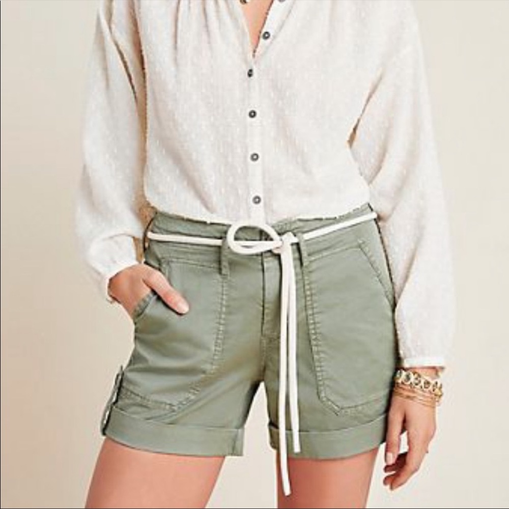 Anthropologie Green Cargo Shorts